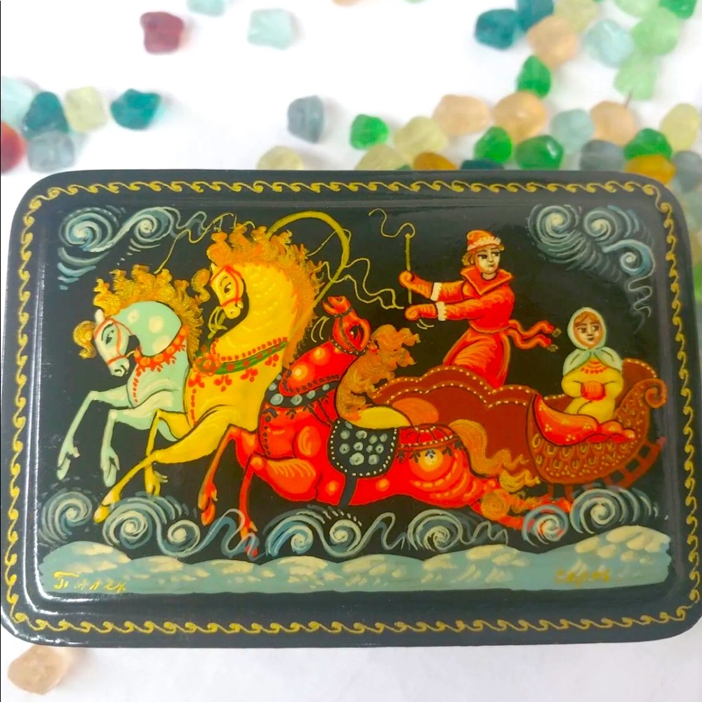 Signed and dated Russian Laquer Box